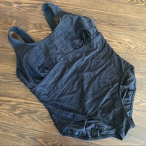 Lands End Womens Plus Black Tank Underwire Swimsuit